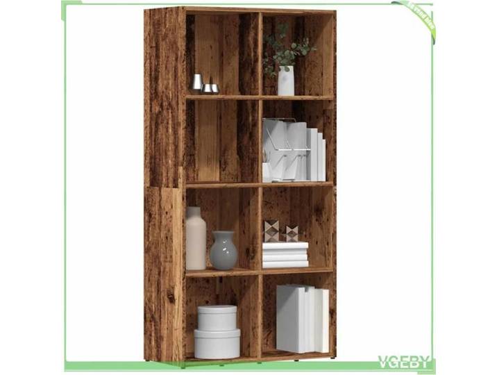 Bibliothèque - ABI - Vieux bois - 66x30x130 cm - 8 étagères - Bois d'ingénierie