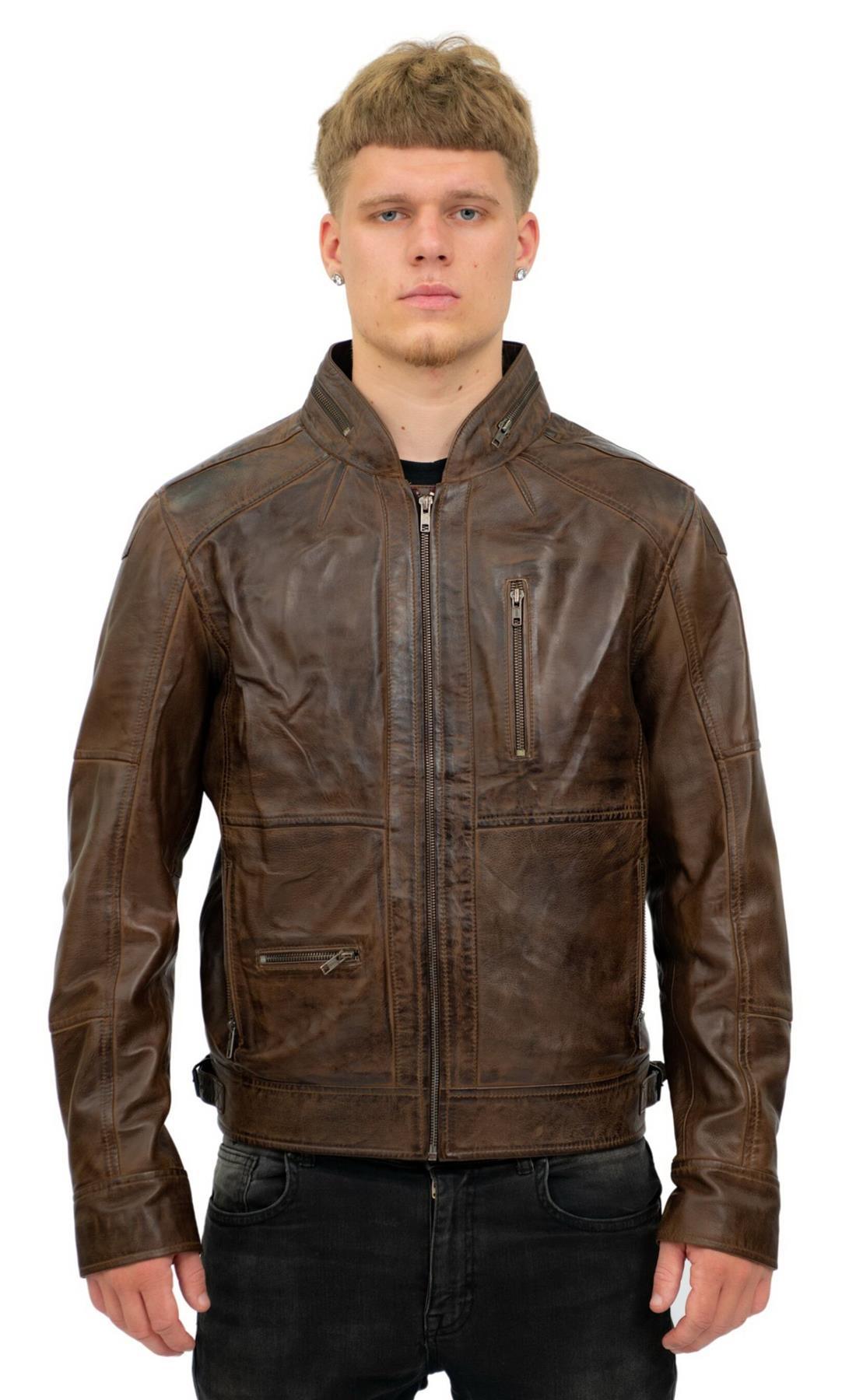 Herren Retro Biker Lederjacke-Sydney