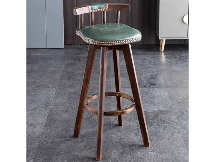 Fcmeavo Massivholz Barhocker Bistrohocker Skandinavischer Barstuhl Hochhocker mit Lehne und Fußstütze Küchenhocker Tragfähig 200KG Drehbarer Stuhl mit Rutschfestem Fußring