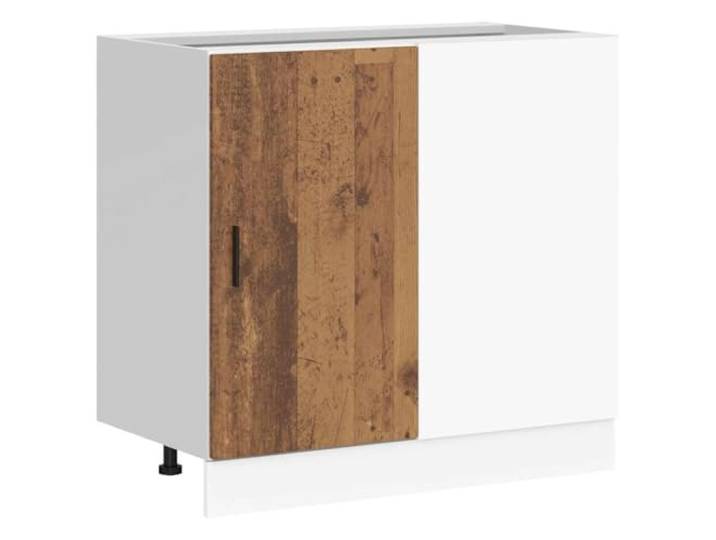 fsahslih Küchenunterschrank Lyon Altholz-Optik Holzwerkstoff 86x46 cm Praktischer Spülenunterschrank für die Küche bietet großzügigen Stauraum und Höhenverstellung für Töpfe und Geschirr.