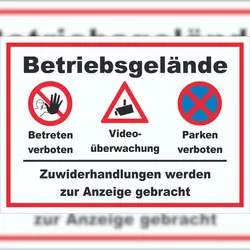 HB-Druck Schild Betriebsgelände Betreten Video Parken A5 (148x210mm)