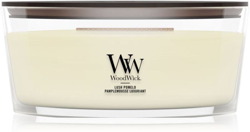 Woodwick Lush Pomelo scented candle with wooden wick 453.6 g