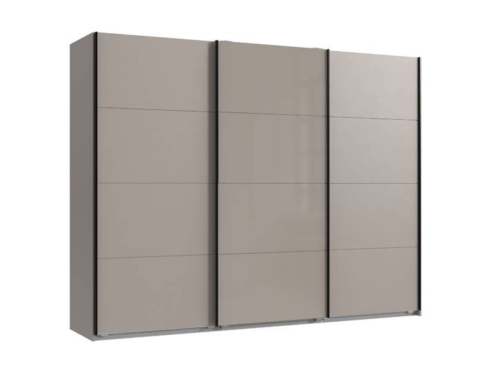 Schwebetürenschrank - saharagrau - Glasfront - 270 cm breit