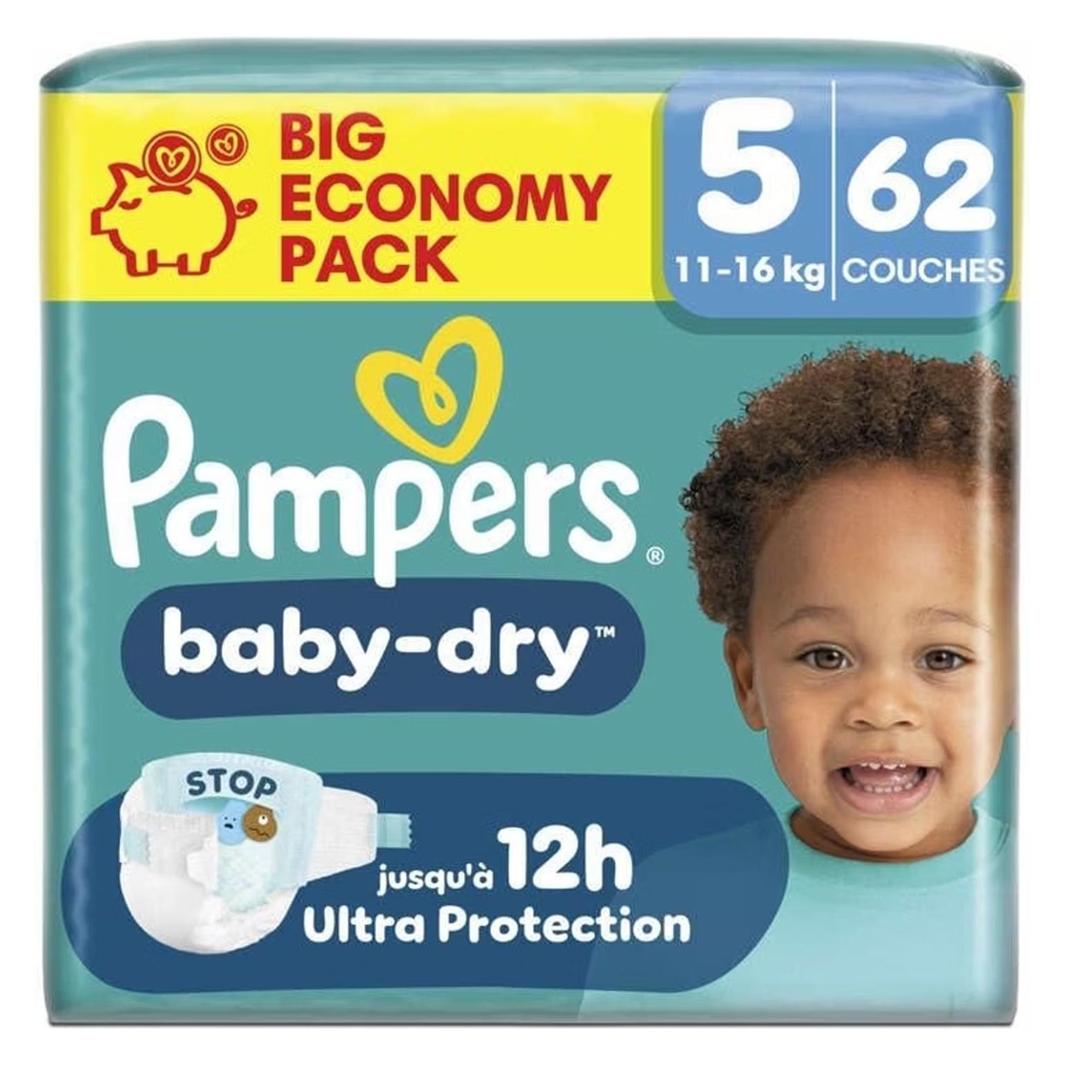 Pampers Baby Dry Gr.5 Junior 11-16kg Big Windeln Eco Pack 62 Stück (Gr. 5, 62 Stk.) (8006530143677)