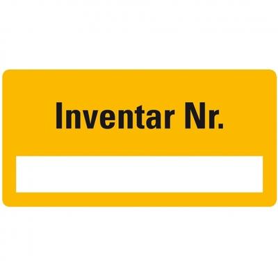 Inventaretikett Inventar Nr., einzeilig, gelb, Dokumentenfolie, 40x20mm, 16/Bogen