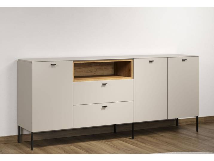 Sideboard Sao Paulo 1 , Kaschmir / Evoke Eiche / schwarz