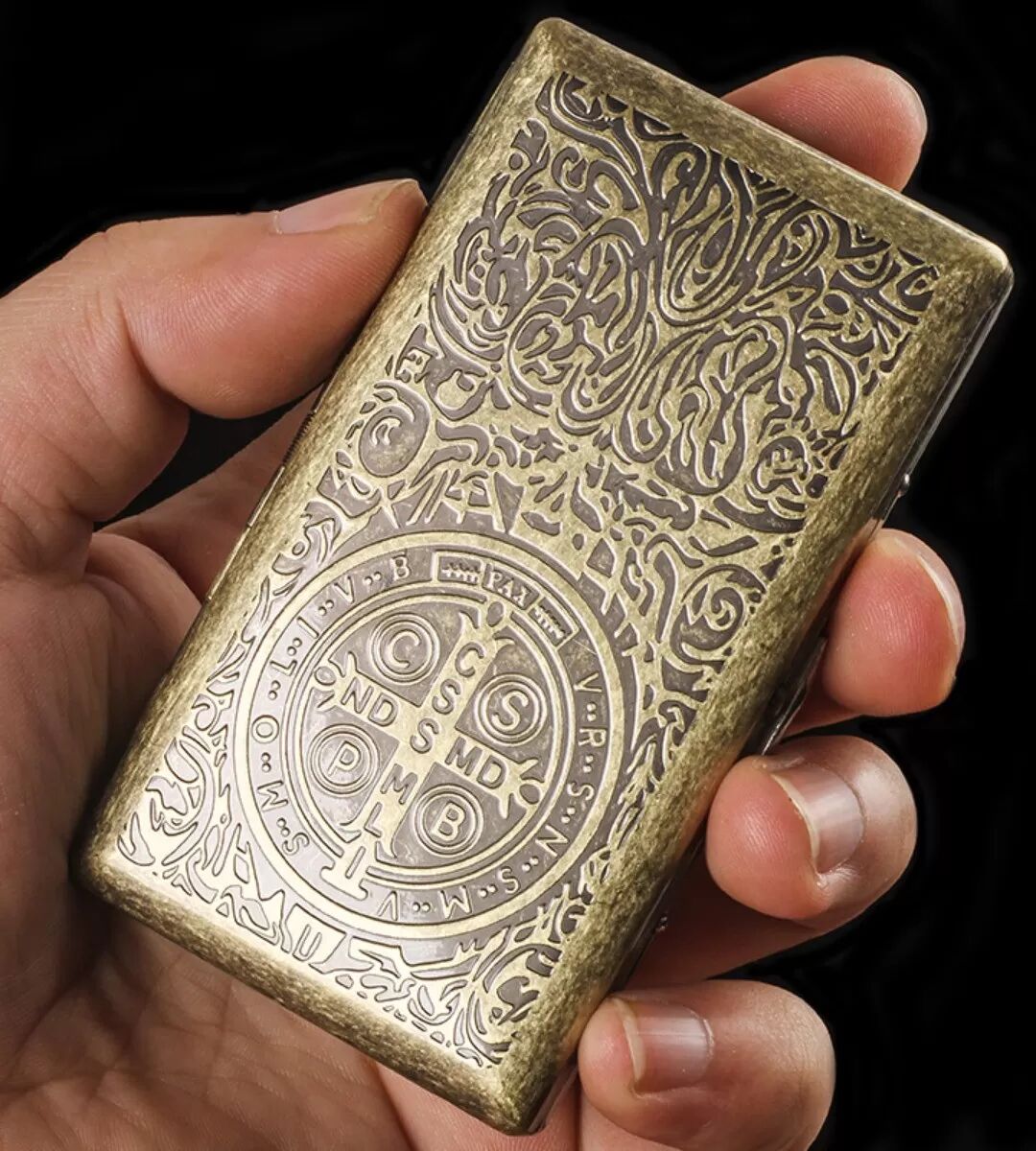 INF Porte-cigarettes Constantine Bronze Vintage - Clip à Ressort, Étui en Métal Embossé