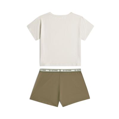 Pyjama G-STAR "T-Shirt & Shorts Pyjama Set", Damen, Gr. XS, weiß (multi 2), Obermaterial: 95% Baumwolle, 5% Elasthan, Homewear-Sets Pyjama