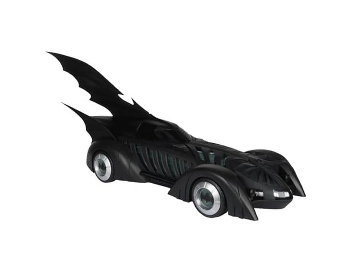 McFarlane Toys DC Multiverse Batmobile (Batman Forever), Fahrzeug mit goldfarbenem Etikett, das im Dunkeln leuchtet