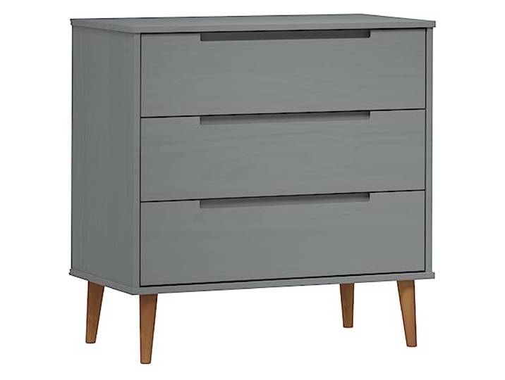 RJPLMFV Kommode aus massivem Kiefernholz mit 3 Schubladen, Grau, 80 x 40 x Skandinavisches Möbelstück, geräumige Aufbewahrung, dekorative Oberseite, Wandbefestigung inklusive, einfache Montage