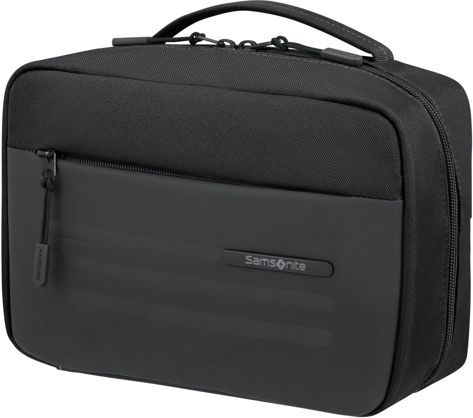 Kulturbeutel SAMSONITE "STACKD Toilet Kit, 17 cm", Damen, Gr. B/H/T: 24,3cm x 16,8cm x 9,5cm, schwarz, Polyester, Polyurethan, Taschen Kulturbeutel, Beautybox Schminketui Kosmetikbox Beauty-Bag zum Aufhängen schwarz B/H/T: 24,3cm x 16,8cm x 9,5cm