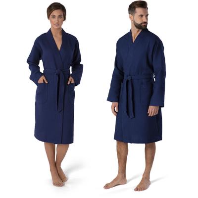 Kimono MÖVE "Homewear, ideal für Sauna & Spa, Hotelbademantel, Morgenmantel" Gr. M, blau (dunkelblau), L:110cm, Piqué, Hausmäntel, Piquée-Oberfläche