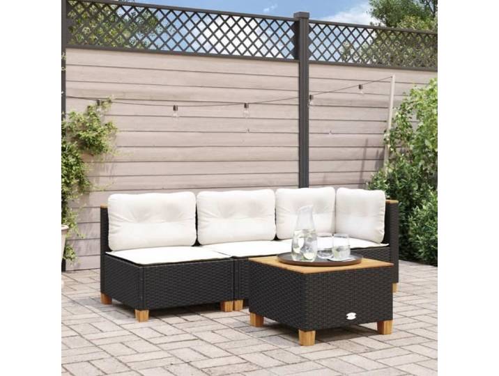 Cuque Canapé d'angle de jardin avec coussins noir résine tressée AF351 - Lisa-Boutique - Expédition Rapide