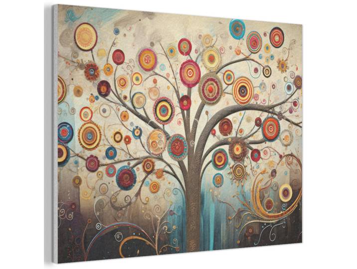 MuchoWow Akustikbild - Baum - Baum des Lebens - Farbe - 70x50, Braun, Kunststoff, Rechteckig, 70x50x0.9 cm, Wandverkleidung, Akustikpaneele