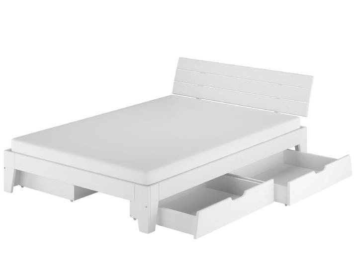 Komfortables Futonbett 160 x 200 cm Kiefer Massiv Weiß mit Stauraum