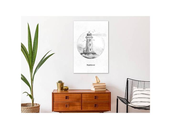 Tableau déco Black and White Lighthouse Lin Blanc/Noir 40 x 60cm