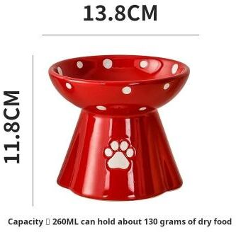 Uplifted Finds Ceramic Elevated Pet Bowl Tall Design For Cats And Dogs red