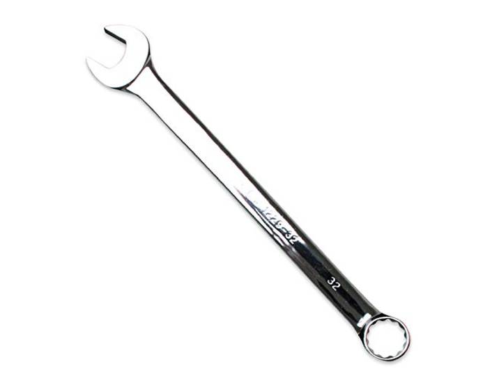 BGS Technic Clé Mixte Pro Très Longue 32 mm\, Longueur 435 mm\, Chromé Brillant Poli\, Forgée à Froid\, Œil Coudé à 15°\, 12 Pans