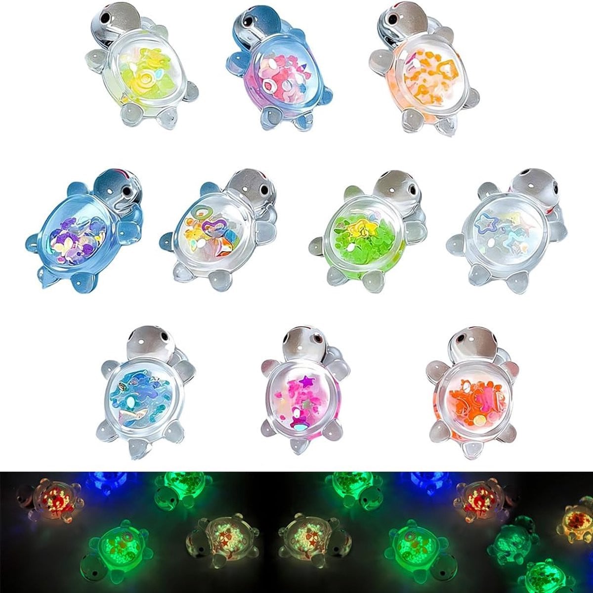 Set van 10 mini lichtgevende schildpadden voor decoratie en DIY-projecten voor kinderen