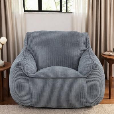 "38.6"" Corduroy Giant Bean Bag Sofa Chair with Armrests and High-Density Shredded Foam and Ergonomic Design"