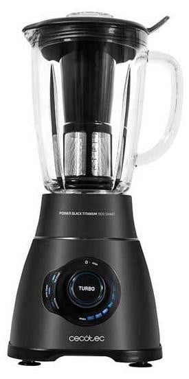 Cecotec Power Black Titanium 1800 staande mixer met ijsverpulveringsfunctie, 1800 W, zwart, roestvrij staal