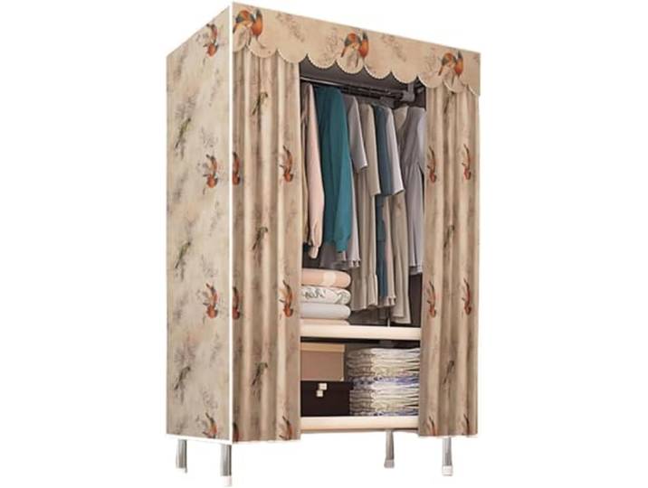 LoiYtrd Stahlstoff-Kleiderschrank, platzsparend, tragbar, Schlafzimmer(Retro-85cm/34in)