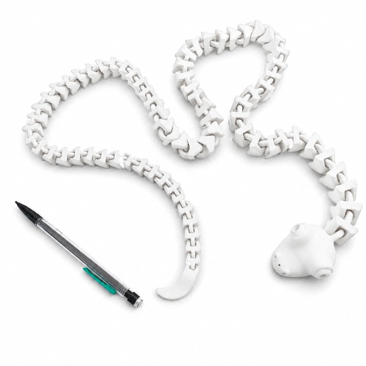 Alvora Flexibele Slang Decoratie - XXL Beweegbaar Reptielmodel met Schakels - Wit - 141,5 cm