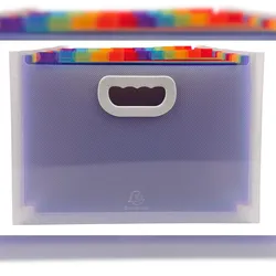 Exacompta 55198E 4x Fächermappe aus PP mit Griffen, 24 Fächer - Crystal - Kristall