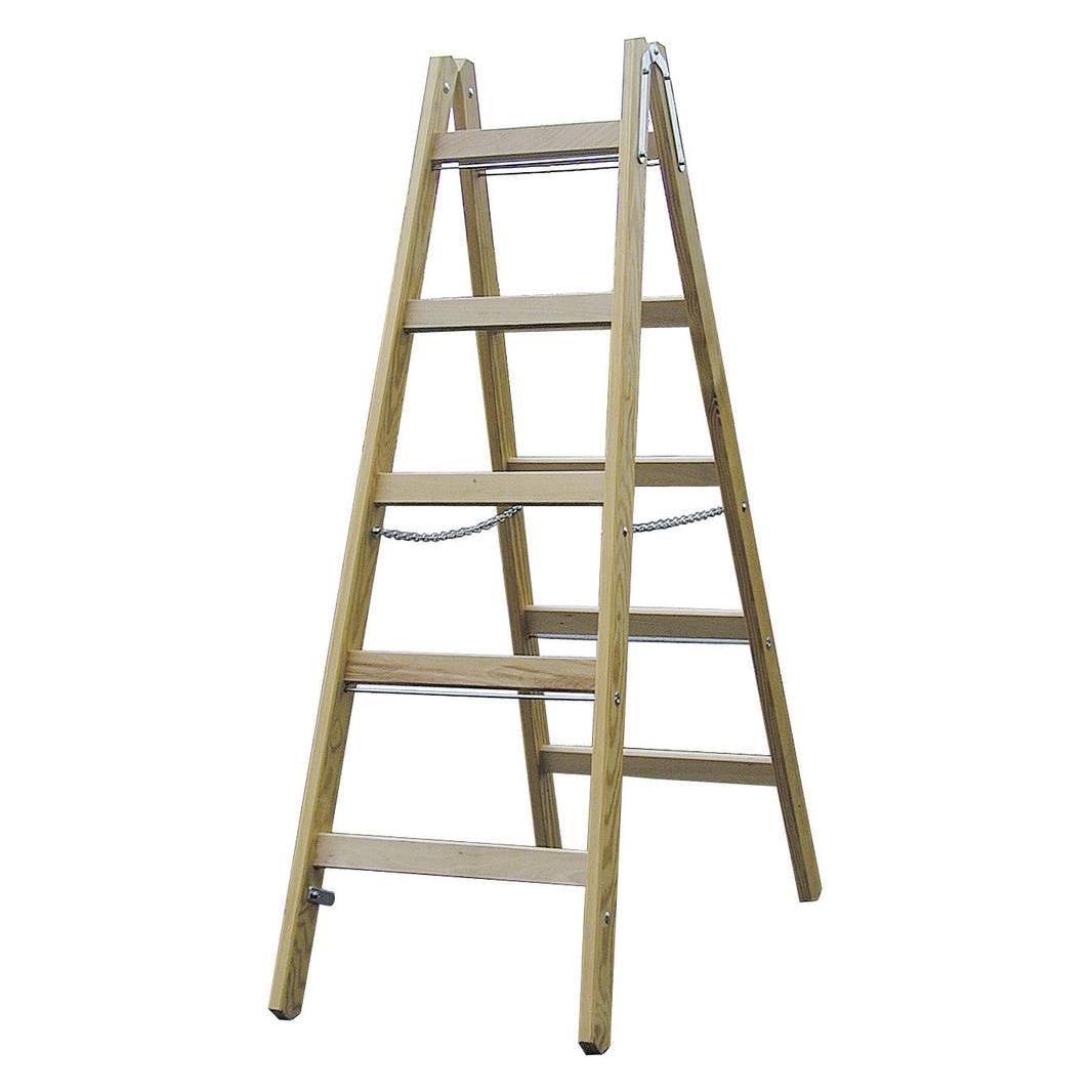 Krause KRAU 170101 Holz Sprossen Stehleiter mit 2x8 Sprossen (Stehleiter, 240 cm) (170101)