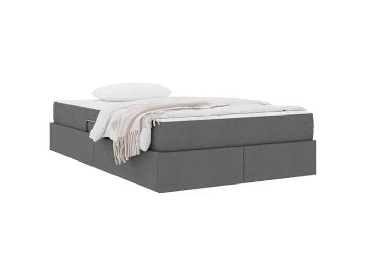 KTHLBRH Boxspringbett mit Matratze, Dunkelgrau, 120 x 200 cm Struktur aus Metall, hydraulische Hebung, feste Latten, Kapazität 280 kg