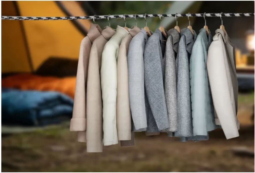 INF Étendoir rétractable compact orange 8m avec manivelle, sans perçage, portable pour voyage et camping Gris
