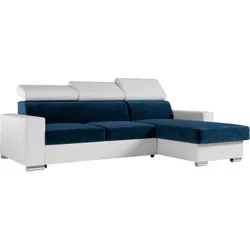 ECKSOFA FOX-L Dunkelblau/Weiß