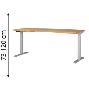 Germania Schreibtisch Mailand, 7909-641, eiche / silber, elektrisch höhenverstellbar, 180 x 73-120 x 80 cm