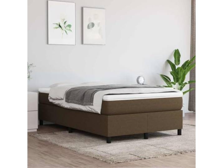 KGTKGTYER Boxspringbett 120x200 cm Stoff Dunkelbraun mit Inklusive Topper, Stabiles Sperrholzgestell, Hautfreundlicher Bezug