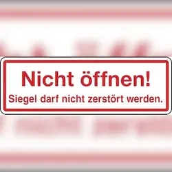 König Werbeanlagen Sicherheitsetikett, Nicht öffnen! Siegel darf nicht zerstört werden. - Bogen = 5 Stück - 60x20 mm Dokumentenfolie selbstklebend