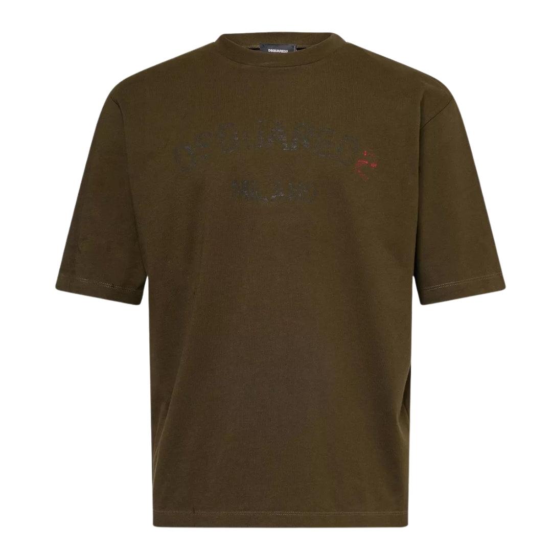 Dsquared2 Milano Logo Militair Groen T-shirt