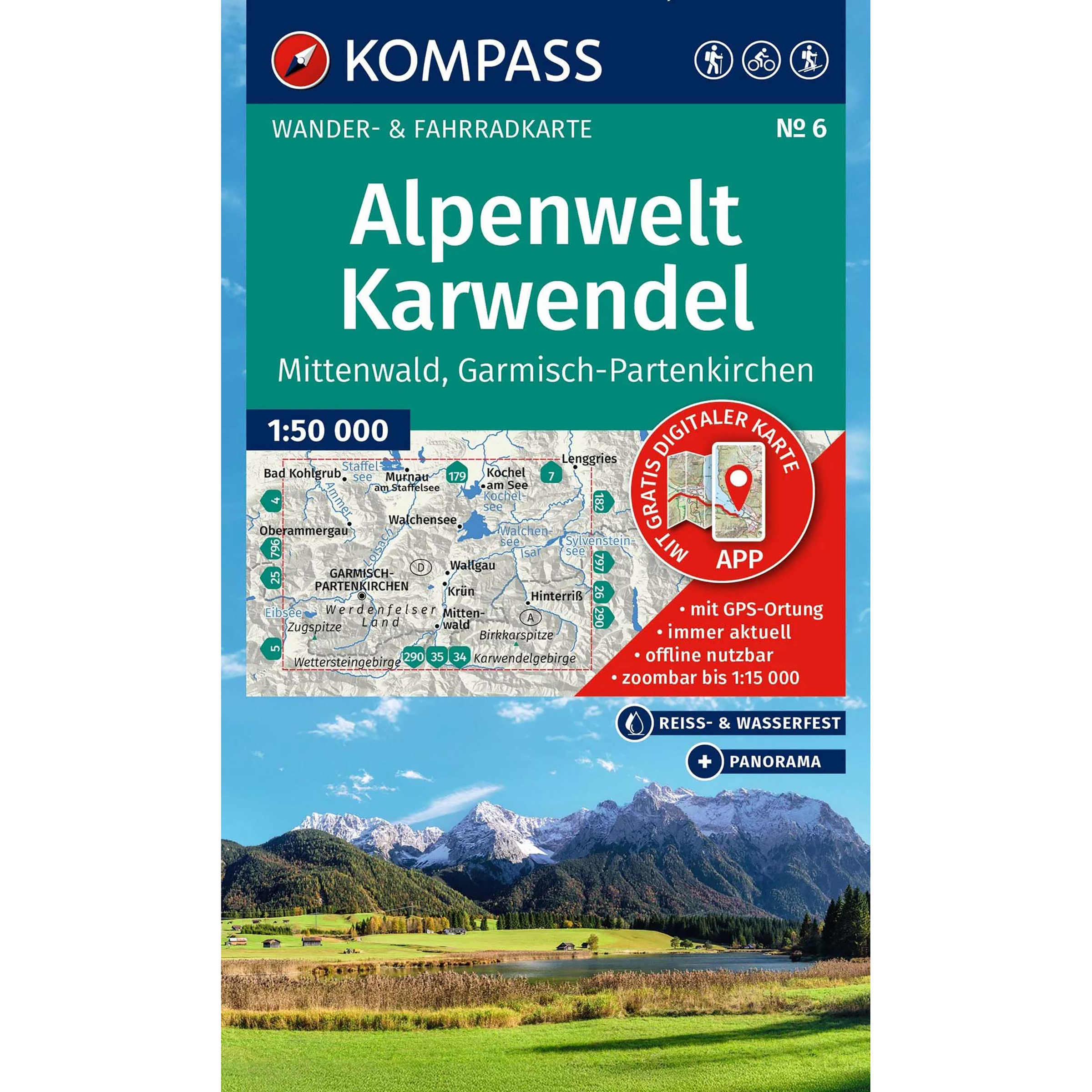 Kompass Verlag WK 6 Alpenwelt Karwendel Topografische Karten blau
