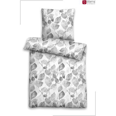 Bettwäsche BIBERNA "0007258 Premium Biber-Bettwäsche 100% Baumwolle ab Größe 135x200 cm", grau (sturmgrau), B/L: 135cm x 200cm, 1 Stk., 1 Stk., Feinbiber, B/L: 80cm x 80cm, 2, Feinbiber, Kopfkissen Bezug: 100% Baumwolle, Bettwäsche, Bettwäsche,...