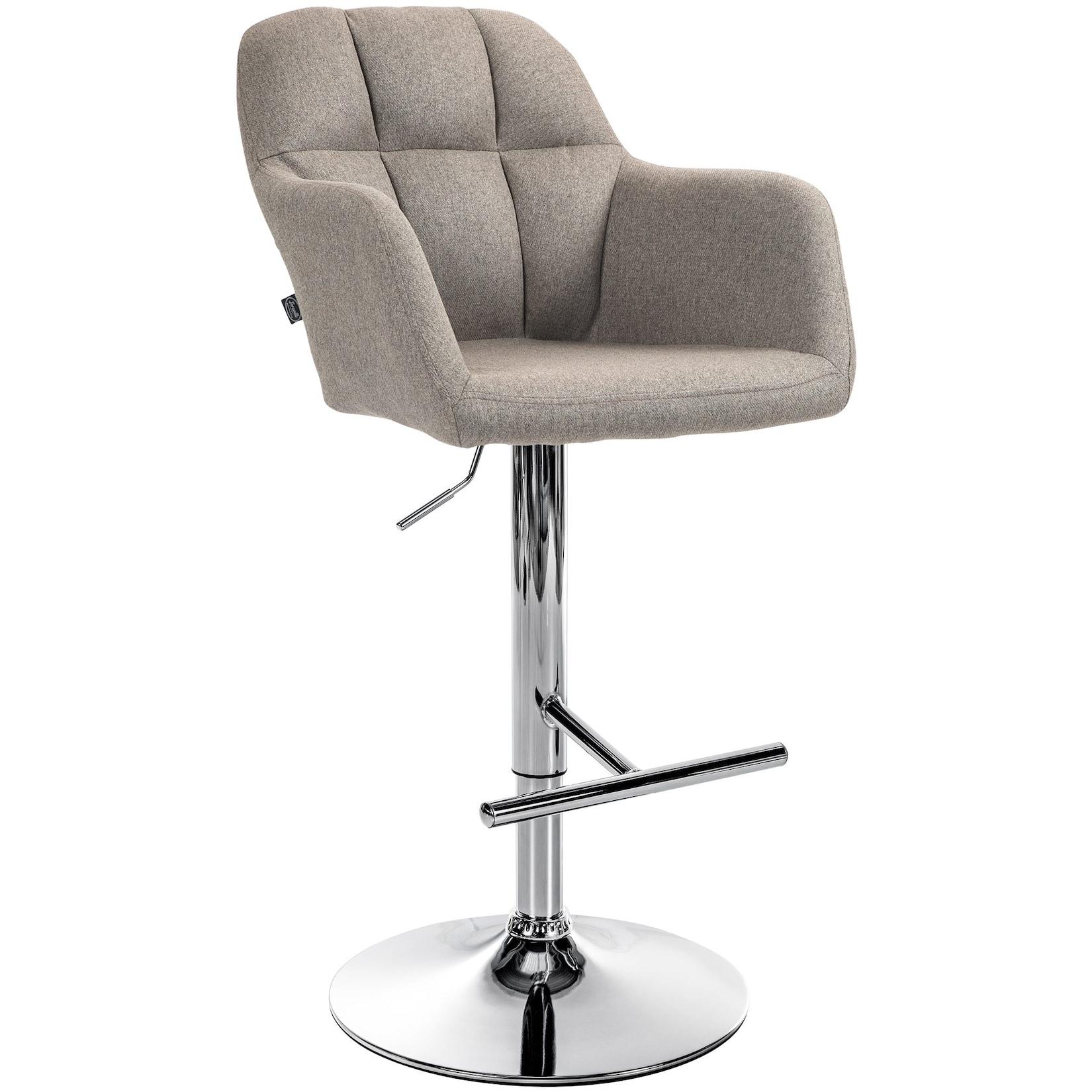 CLP Barhocker Natoma Stoff chrom - Farbe: taupe, Gestellmaterial: Metall in Chromoptik