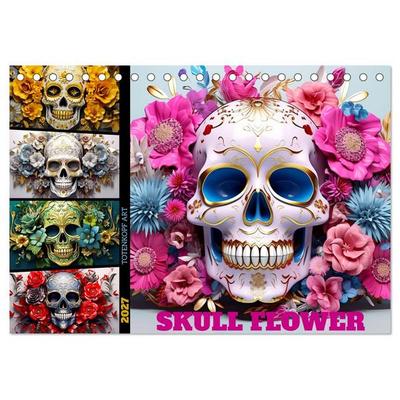 Skull Flower - Totenkopf ART (Tischkalender 2027 DIN A5 quer), CALVENDO Monatskalender