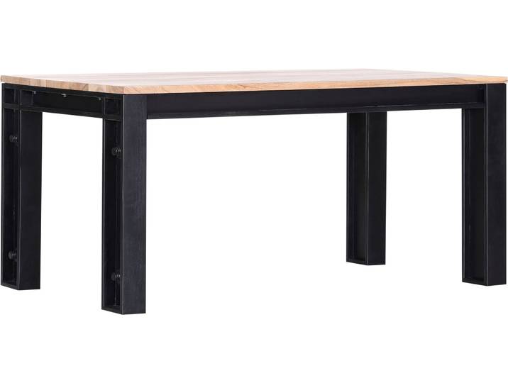 Esstisch, Massivholz Akazie, Schwarz/Natur, 160×90 cm, Rechteckig, Industrial, Gutmann-Factory