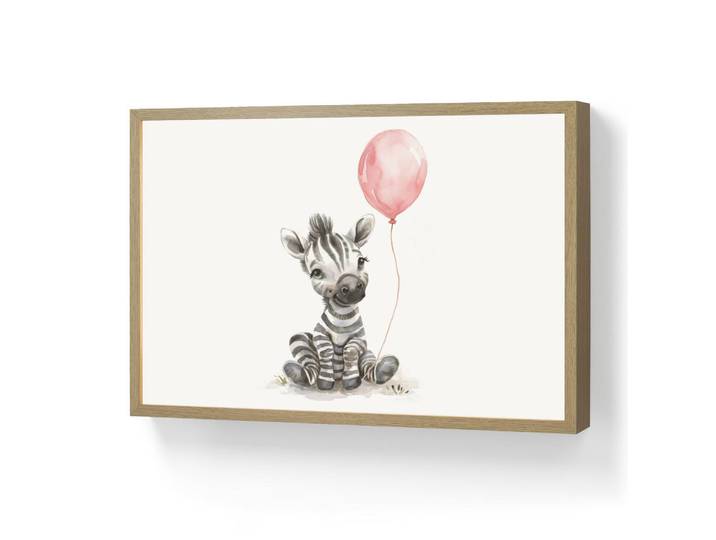OnlyWow Nachttischlampe MIT Akku Zebra - Baby - Tiere - Rosa Luftballon 60x40 cm, Weiß, Rechteckig, LED integrated, 60x40x8 cm, Lampen & Leuchten, Innenbeleuchtung, Nachtlichter