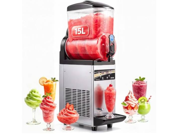 VEVOR kommerzieller Frozen Drink Maker, 15 L Slush-Maschine 60 Tassen Margarita-Smoothie-Maschine aus Edelstahl, Slush-Maker für Zuhause Partys Restaurants Cafés Bars