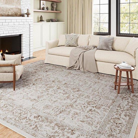HUGEAR Retro Vloerkleed Abstract Bruin Beige B: 180 cm, D: 270 cm, Wasbaar en Antislip