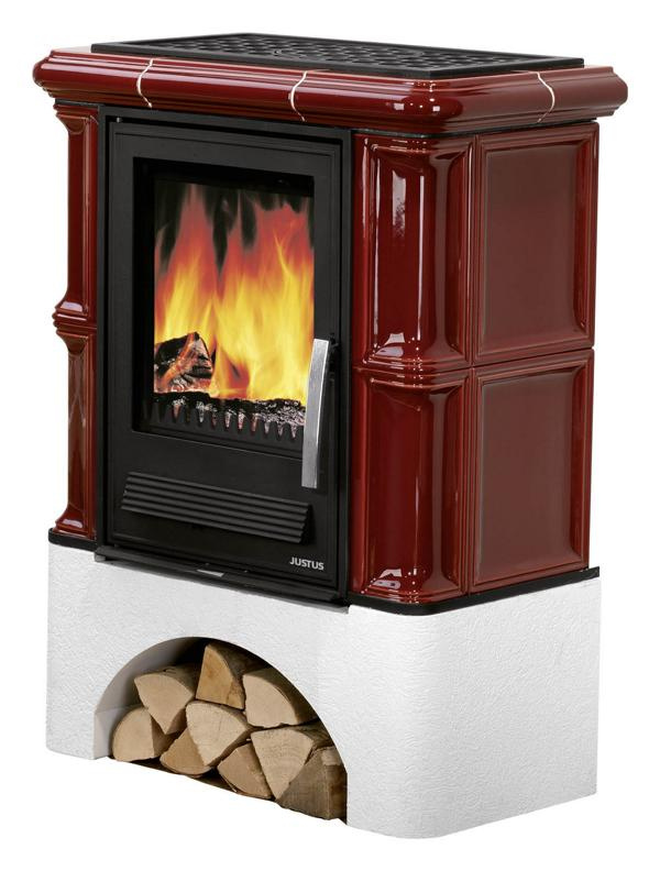 JUSTUSGMBH Bavaria Kachelkamin Bordeauxrot, mit Sockel, 7 kW 16900042