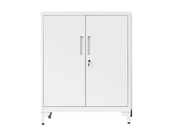 JOYFURNOS x SONGMICS Armoire de rangement en acier, classeur, armoire polyvalente (bureau, garage), verrouillable, à 2 portes, avec étagères - Blanc