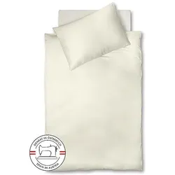 Fleuresse, Bettwäsche, Satin Bettwäsche ROYAL Uni 70x90cm/140x200cm Creme (Bettwäsche Set, 140 x 200 cm)