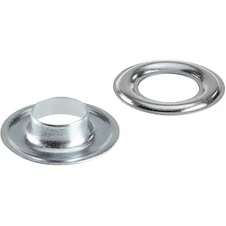100 Planenösen, selbstschneidend, Stahl verzinkt | Rundösen #3 (⌀ 11,3 mm), silber
