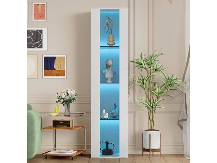 Vitrine- 40x29x170cm-multifonction en verre LED changeante - télécommande - panneau acrylique-4 surfaces d'exposition- moderne