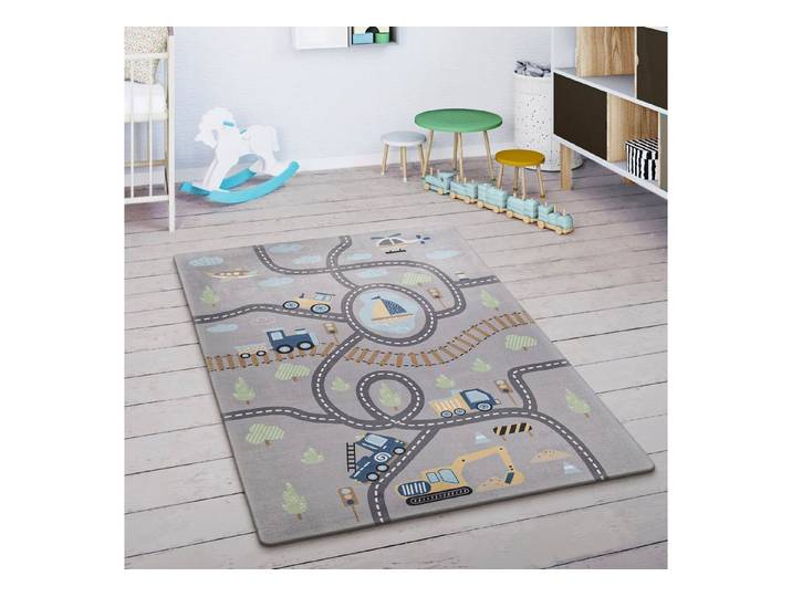 Paco Home Kinderteppich Chicos 562, rechteckig, Höhe: 4 mm, Flachgewebe, Straßen-Spiel-Teppich, Kinderzimmer